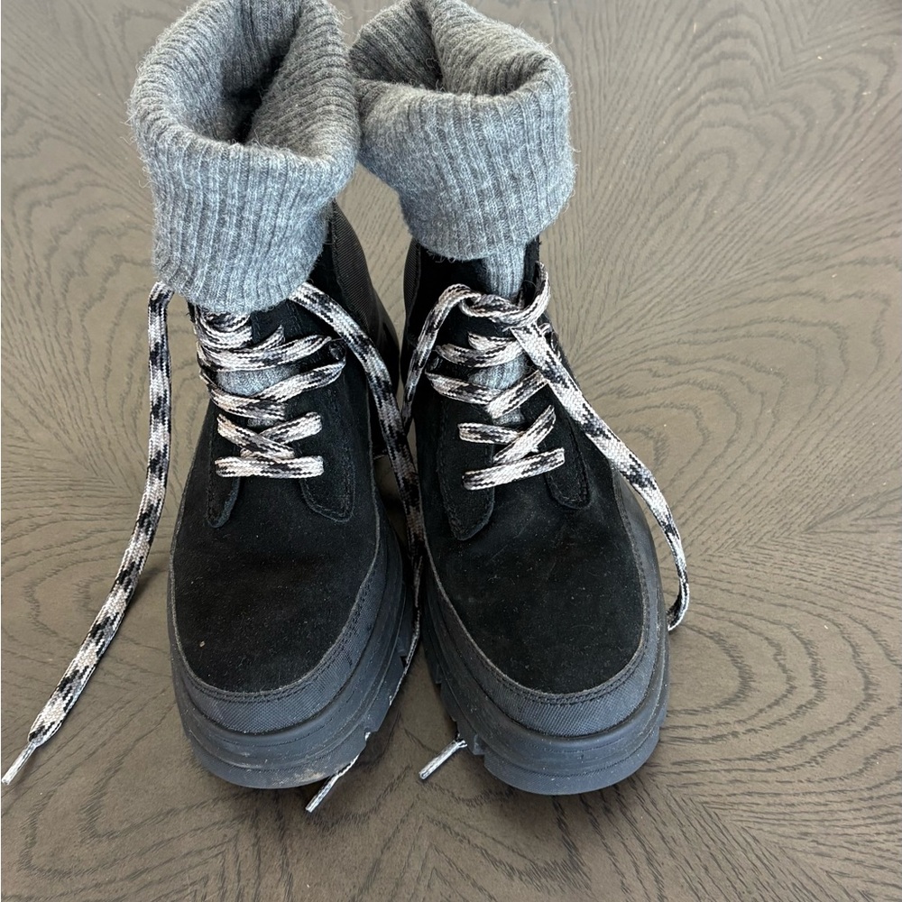 UGG Black and Gray Lace-Up Boots